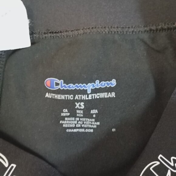 Champion Leggings XS Womens Black Logo Cotton Blend Stretch Sporting - Picture 3 of 7